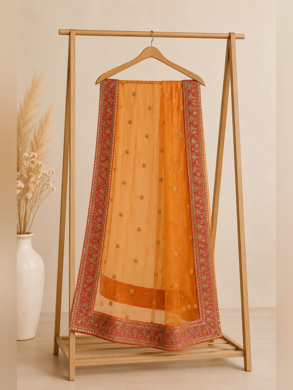 Orange Embroidered Lehenga Choli – US 10 - Picture 7 of 10